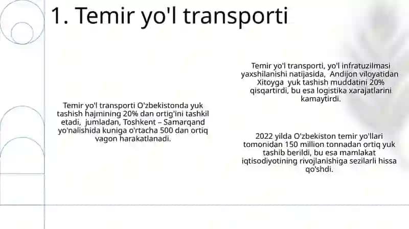 Yuklarni tashishni transport turlari o'rtasida taqsimlanishi 3