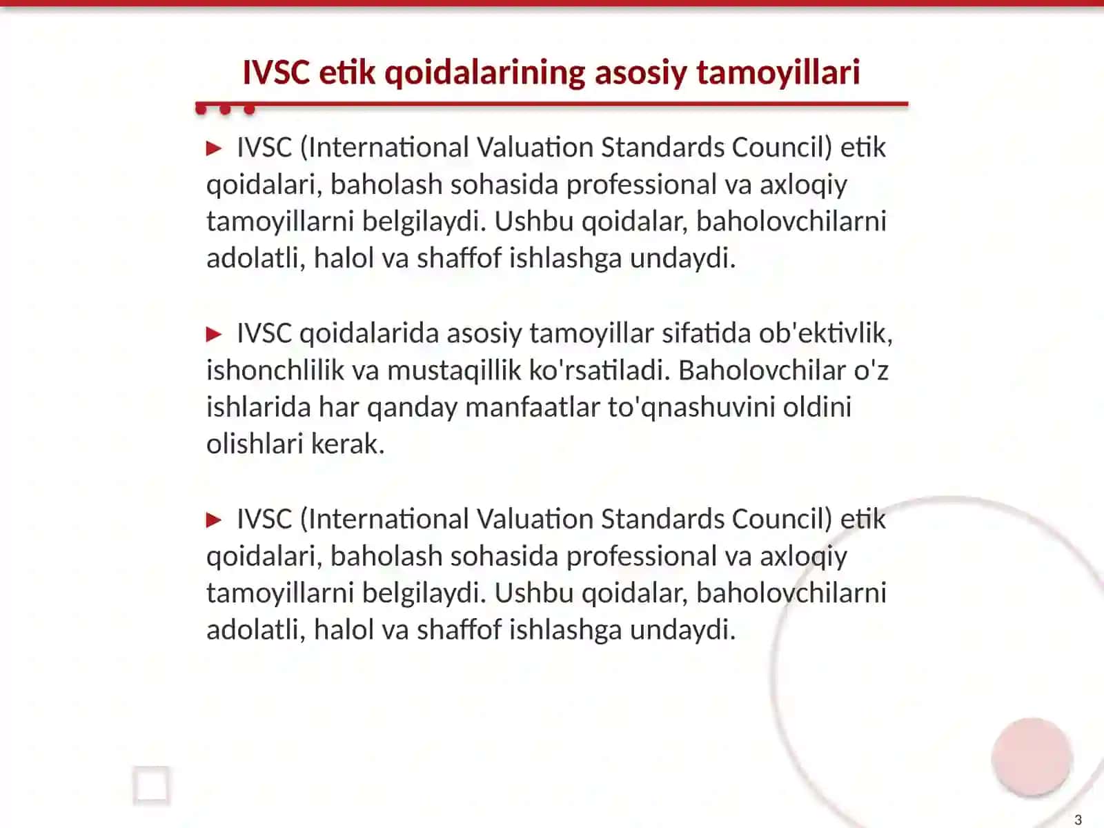IVSC etik qoidalari 3