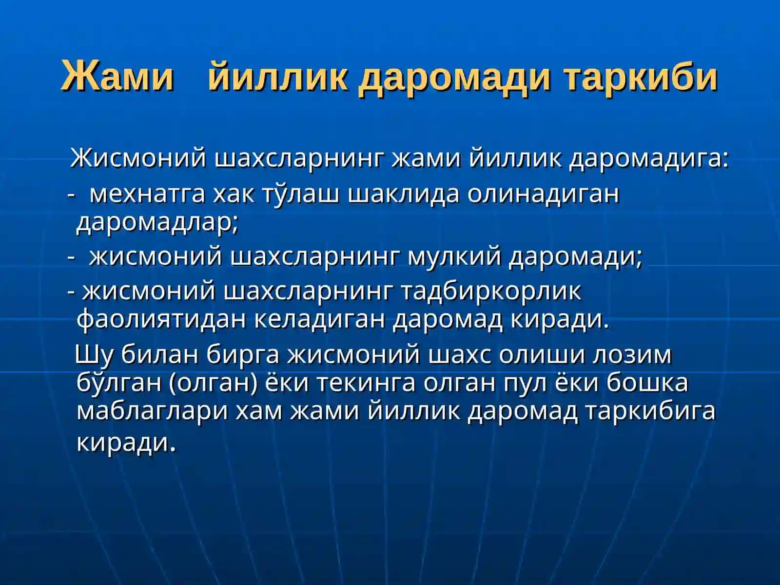 Олиладанинг даромади 3