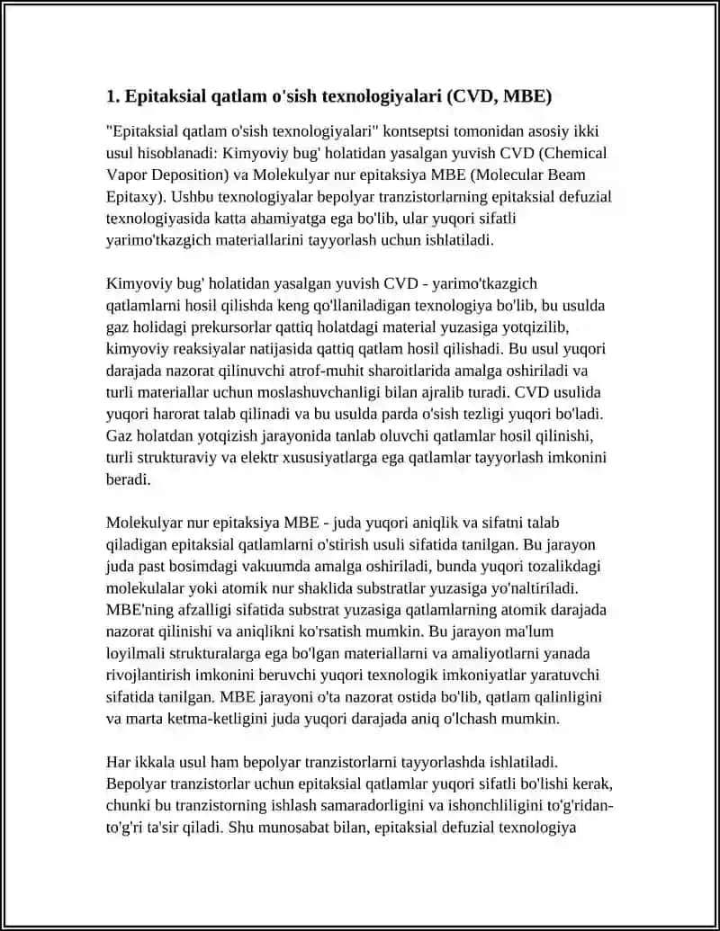 BEPOLYAR TRANZISTORLARNI TAYYORLASHNING EPITAKSIAL DEFUZIAL TEXNOLOGIYASI 3
