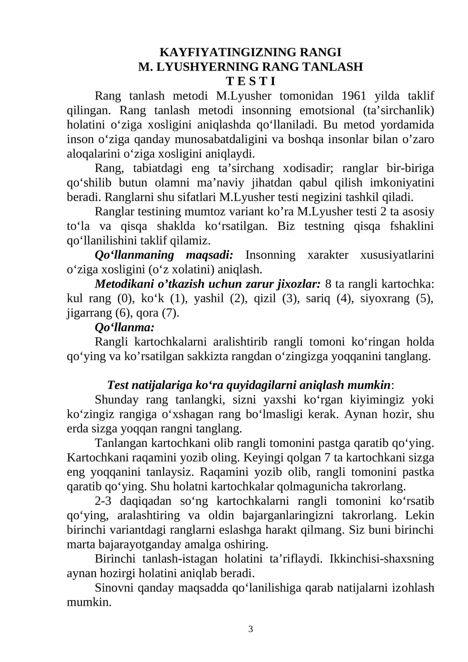 EKSPERIMENTAL PSIXОLОGIYA VA PRAKTIKUM FANIDAN LABORATORIYA ISH 3