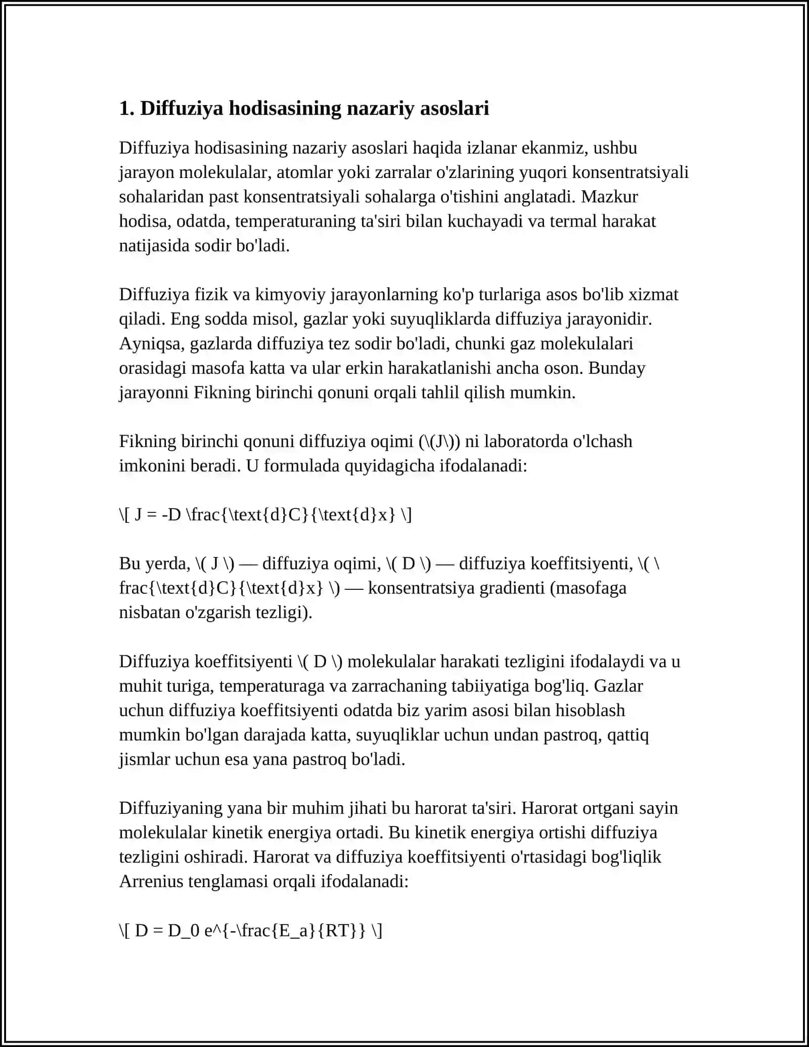 DEFUZIYA HODISASI.MODDALARDA DEFUZIYA HODISASINING QULLANISHI 3
