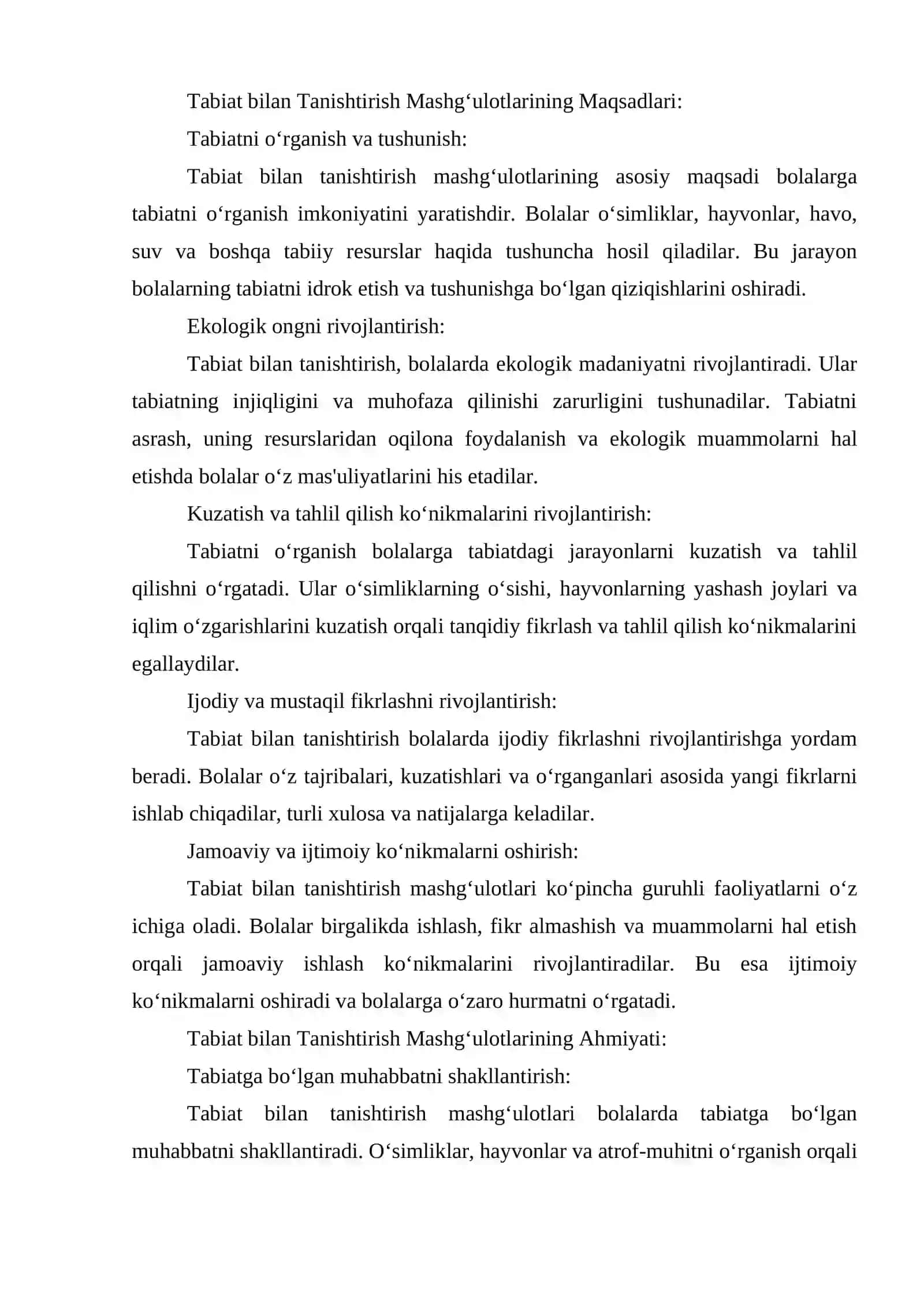 Tabiat bilan tanishtirish mashgʻulotlarini tashkil etish 3