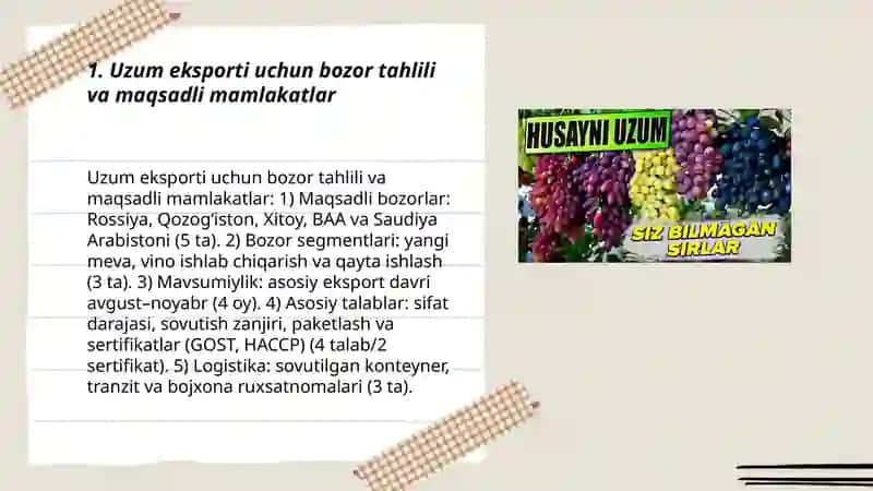 Uzum eksporti uchun bozor tahlili va maqsadli mamlakatlar 3