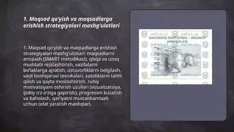 Iroda va irodani mustahkamlovchi psixologik mashg'ulotlar 3