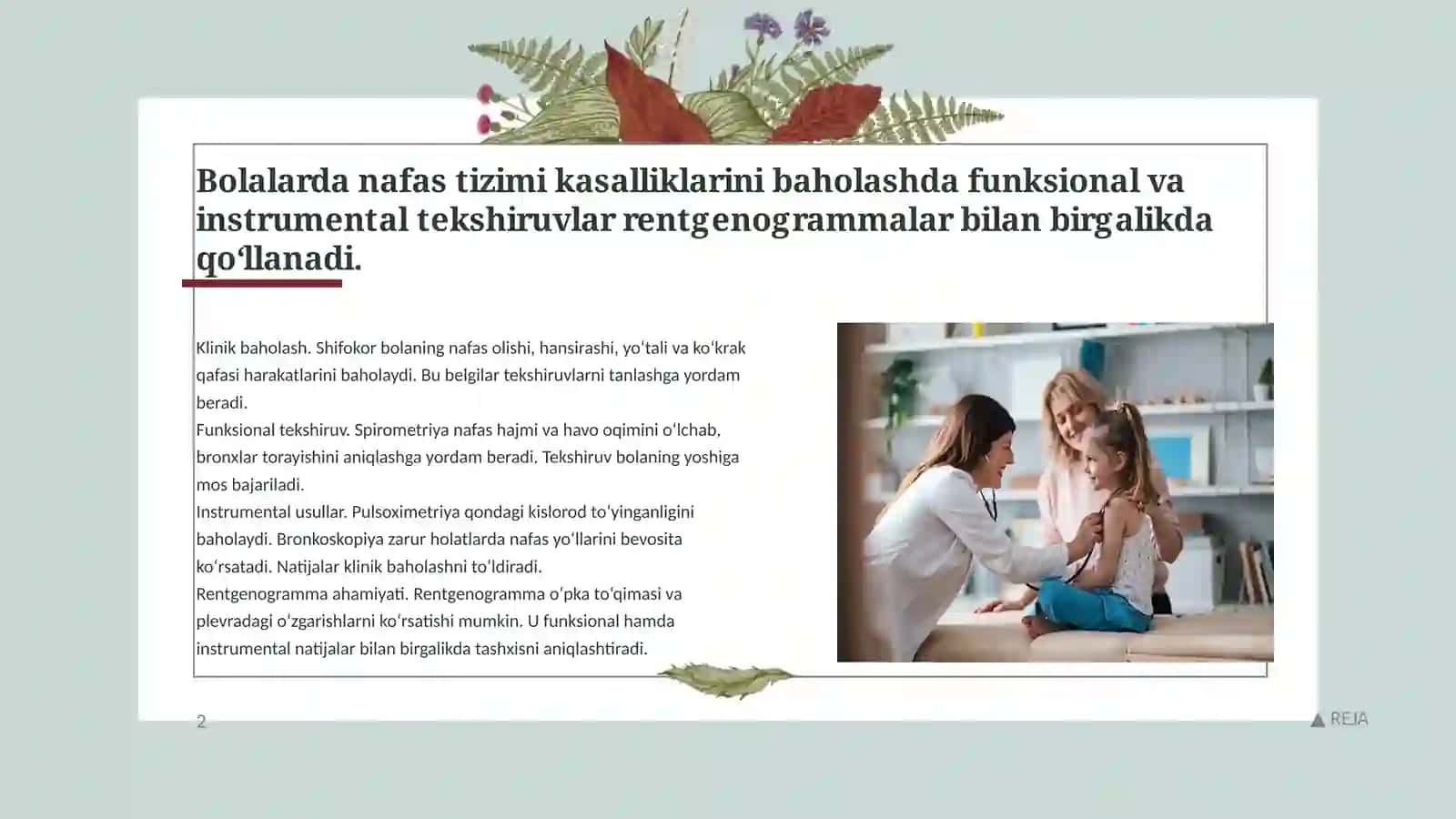 Bolalarda nafas aʼzolari kasalliklaridagi funksional - instrumental tekshirish va rentgenogrammalar integratsiyasi 3