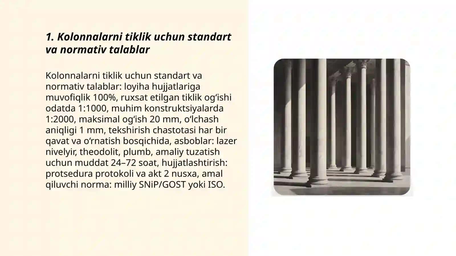 Kolonnalarni tikligini ijroyaviy planga olish 3