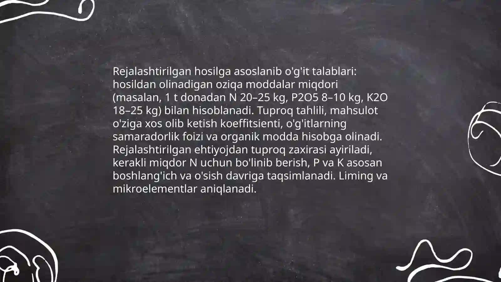Tuproq tahlili va o'g'it miqdorini aniqlash metodikasi 3