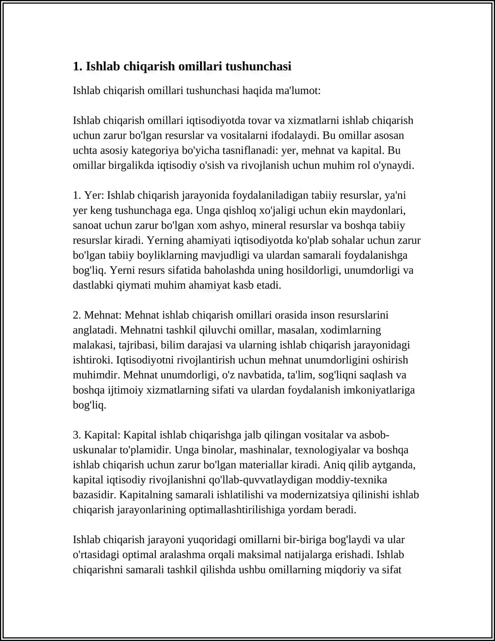 Ishlab chiqarish omillari va bozor munosabatlari 3
