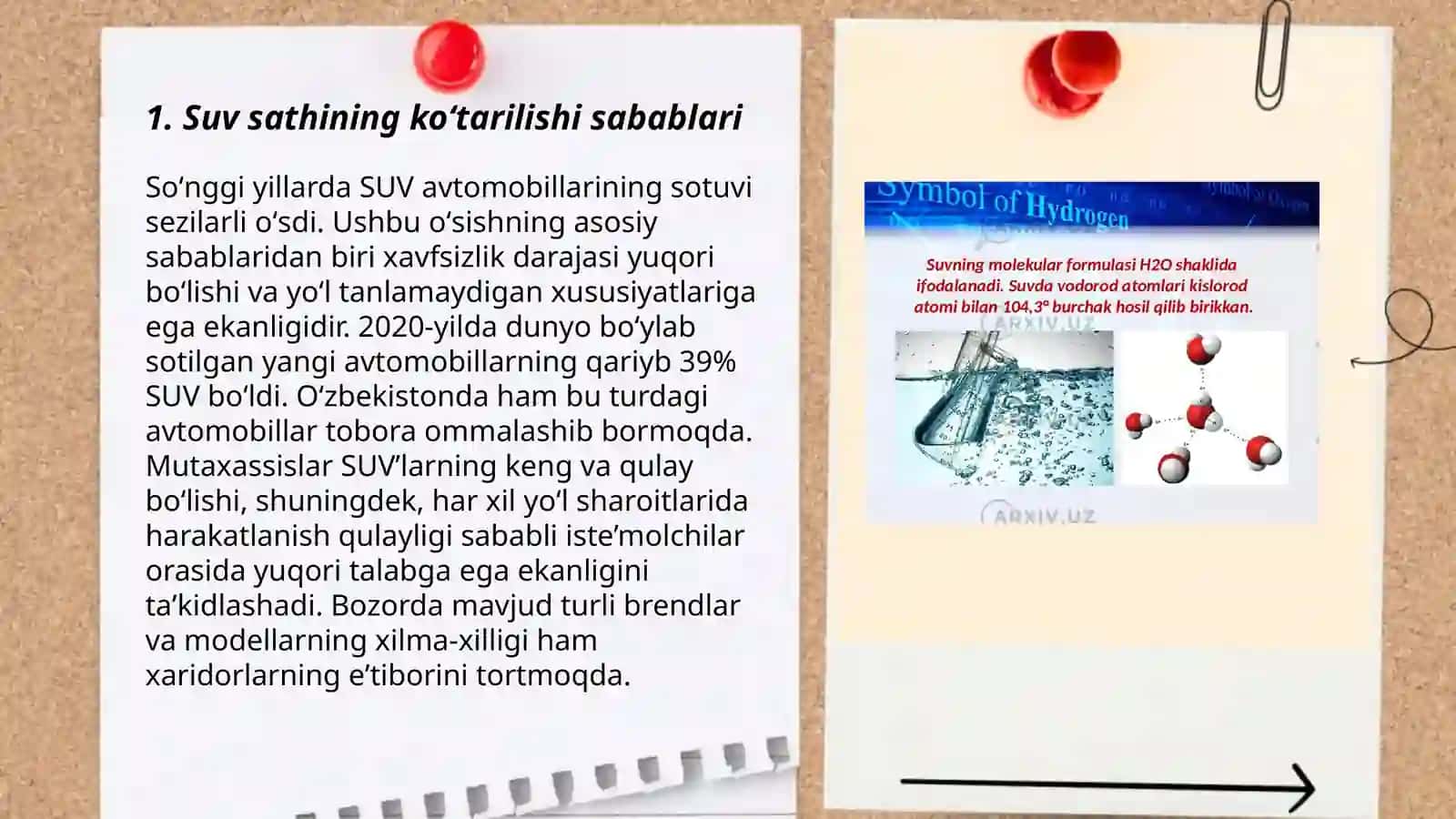 Suv sathining koʻtarilib tushish ebergiyasi Ahmedova Mahliyo 3