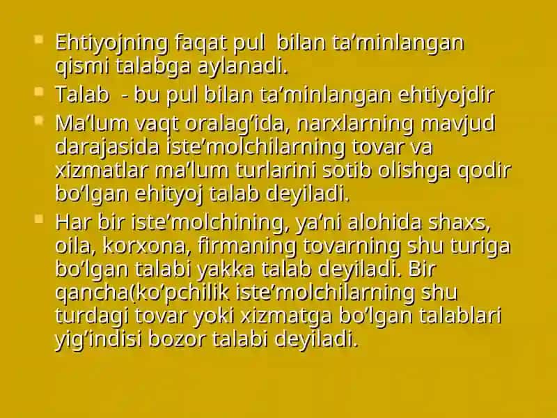 Ehtiyojlar va talablar 3