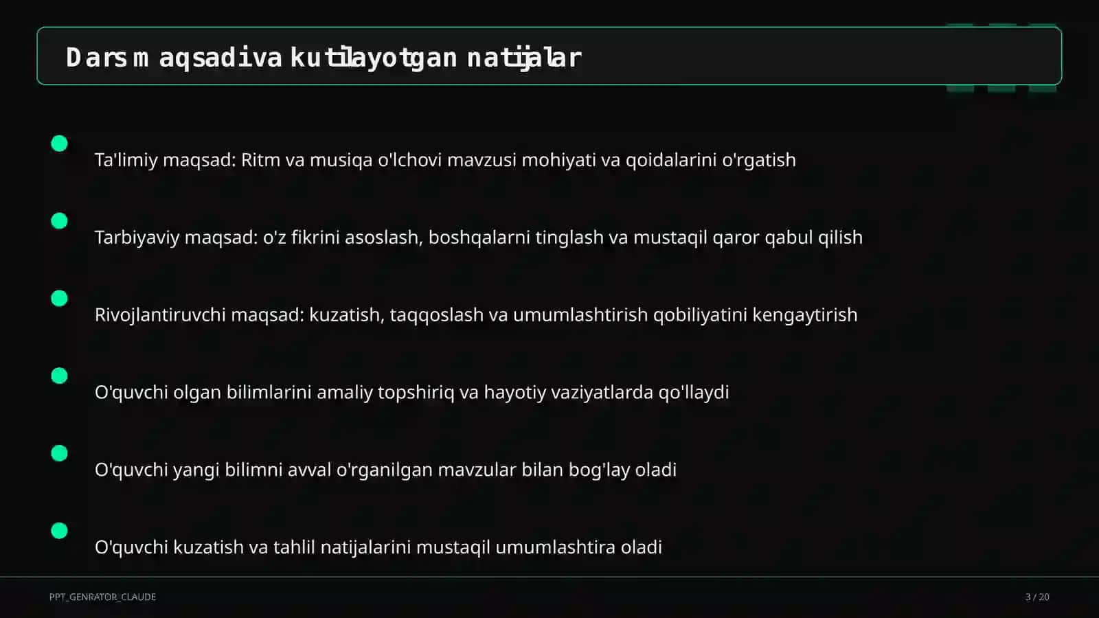 Ritm va musiqa o'lchovi (3-sinf) 3