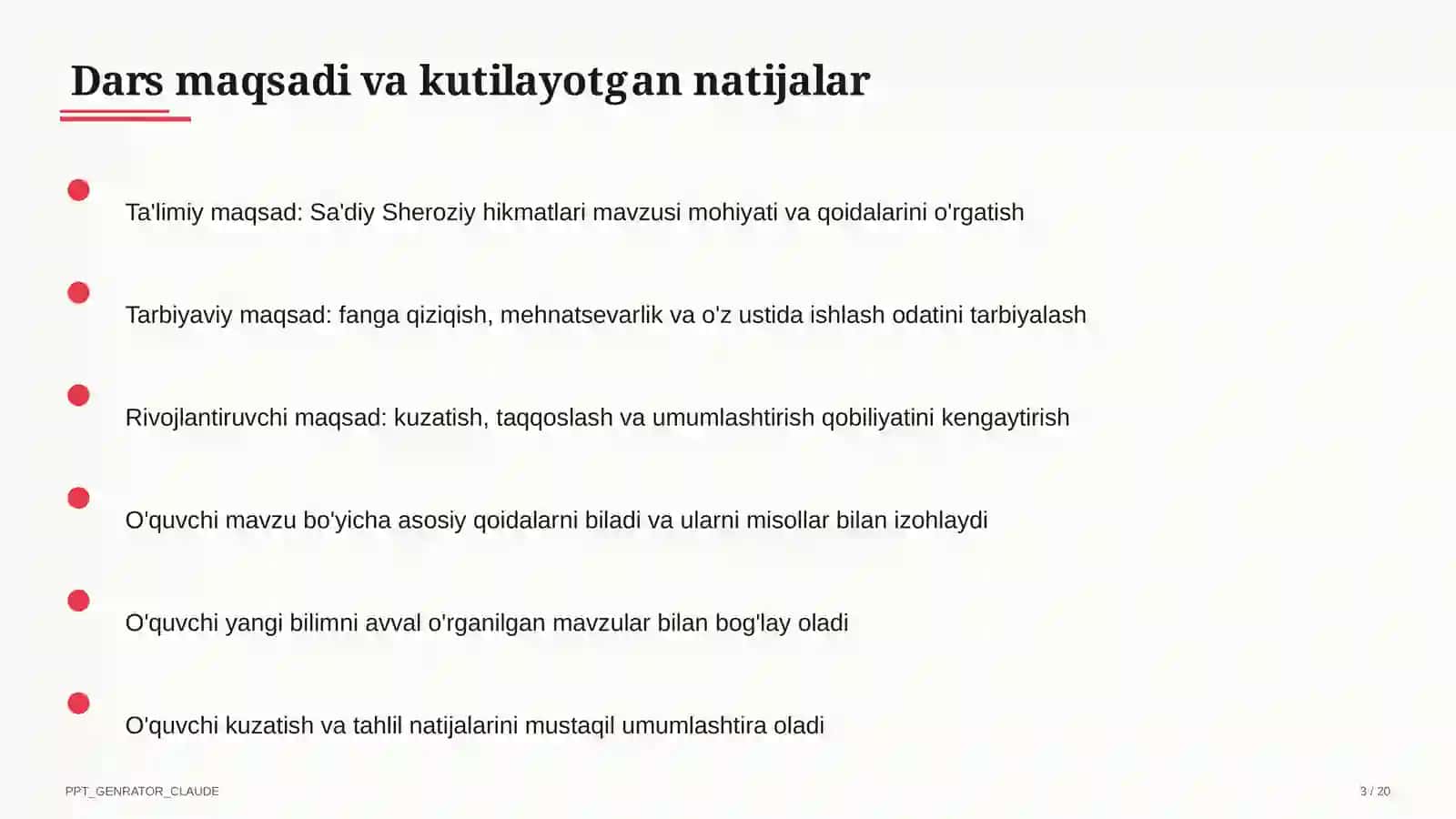 Sa'diy Sheroziy hikmatlari (6-sinf) 3