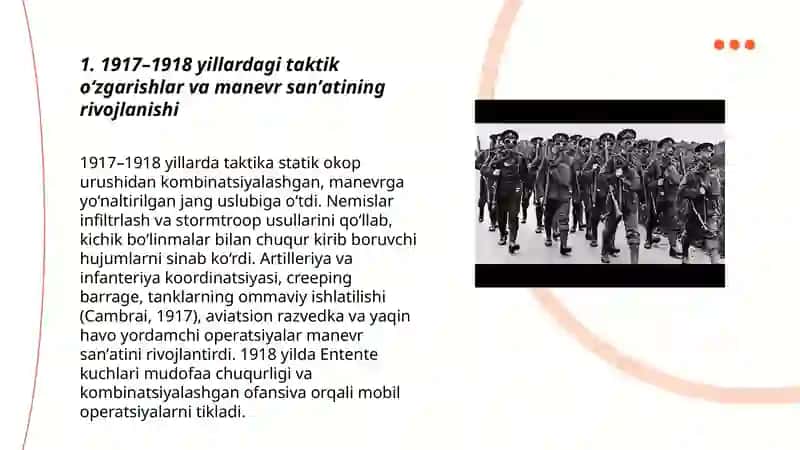 Birinchi jahon urushining 1917-1918 yillar kompaniyalarida harbiy sanʼatni rivojlantirish 3