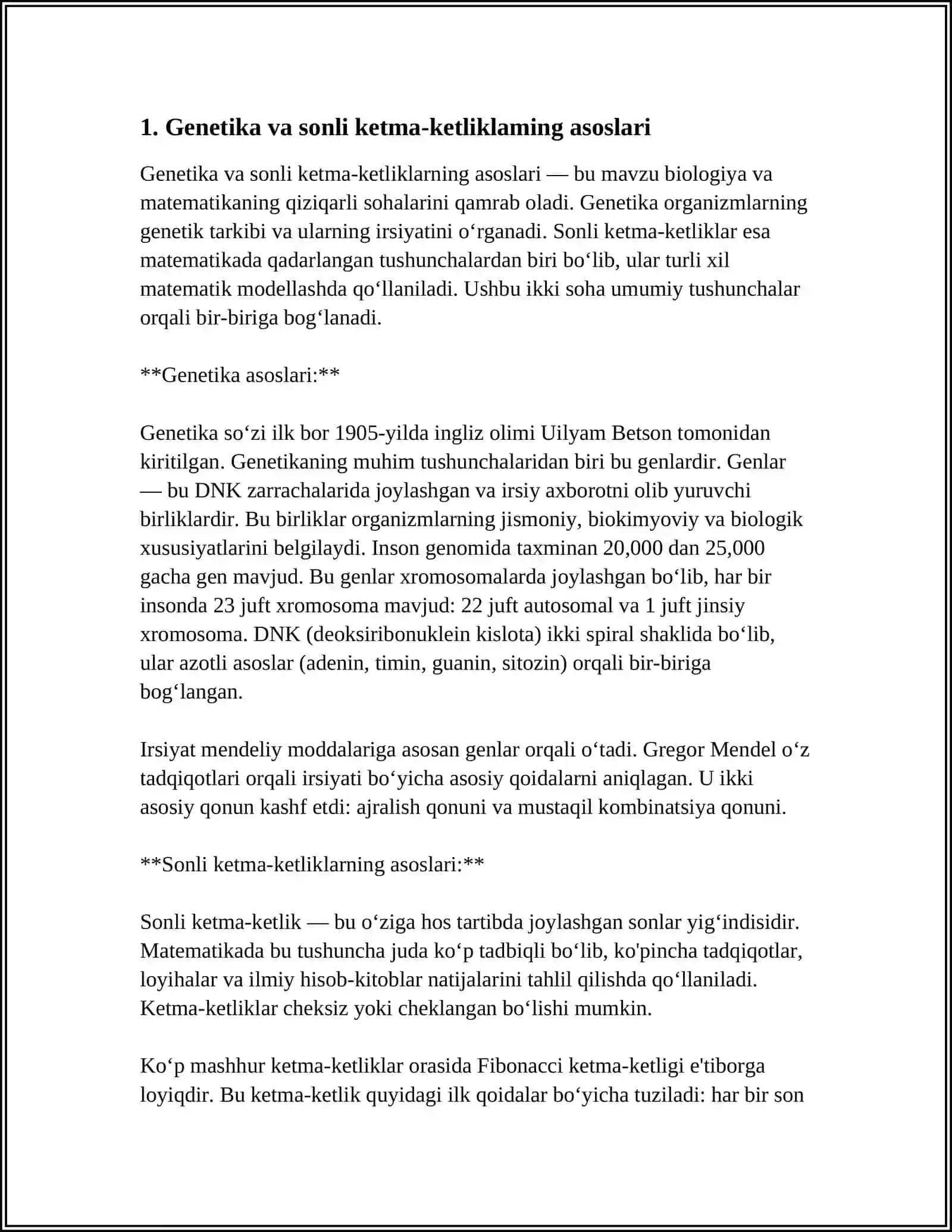 GENETIKADA SONLI KETMA-KETLIKLAMING TATBIQLARI 3
