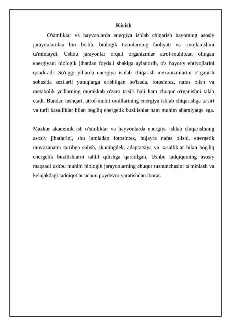 Oʻsimlik va hayvonlarda energiya hosil bo’lishi 3