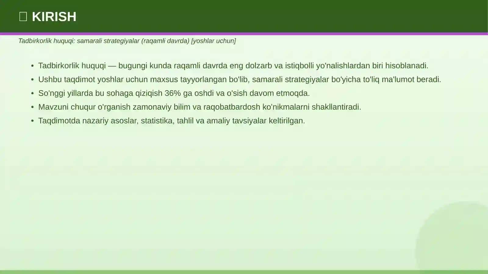 Tadbirkorlik huquqi: samarali strategiyalar (raqamli davrda) [yoshlar uchun] 3