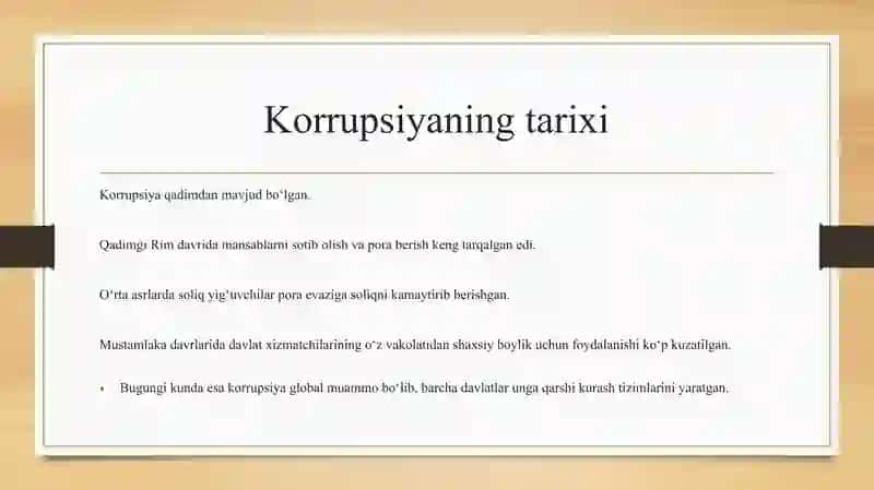 Korrupsiyava uning asosiy ko’rinishlari 3
