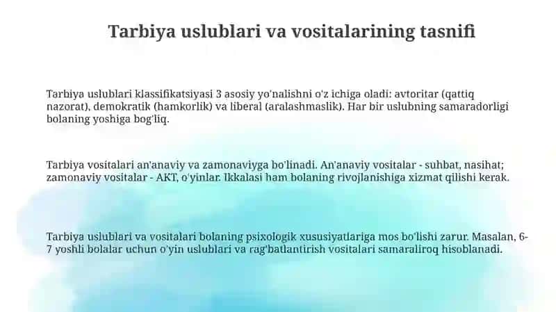 Boshlang‘ich ta’limda tarbiya uslublari va vositalari 3