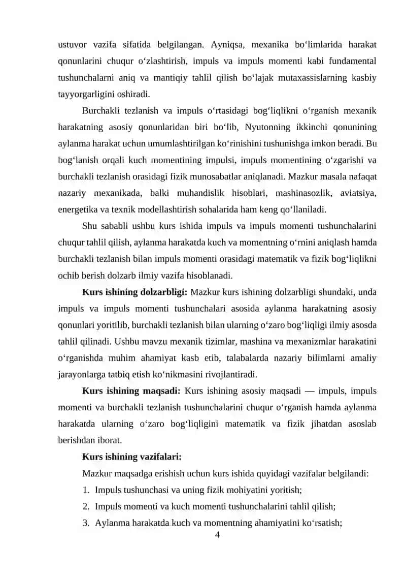 BURCHAKLI TEZLANISH VA IMPULS O‘RTASIDAGI BOG‘LIQLIK 3
