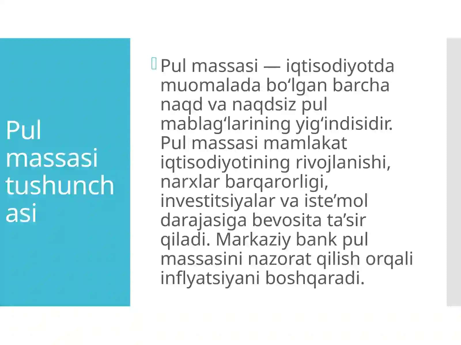 Pulmassasasi va pul agregatlari 3