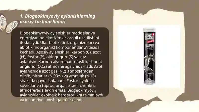 Landshaftlarda biogeokimyoviy aylanma harakatlar Modda va energiya harakati 3