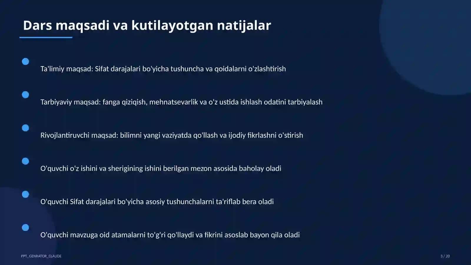 Sifat darajalari (6-sinf) 3