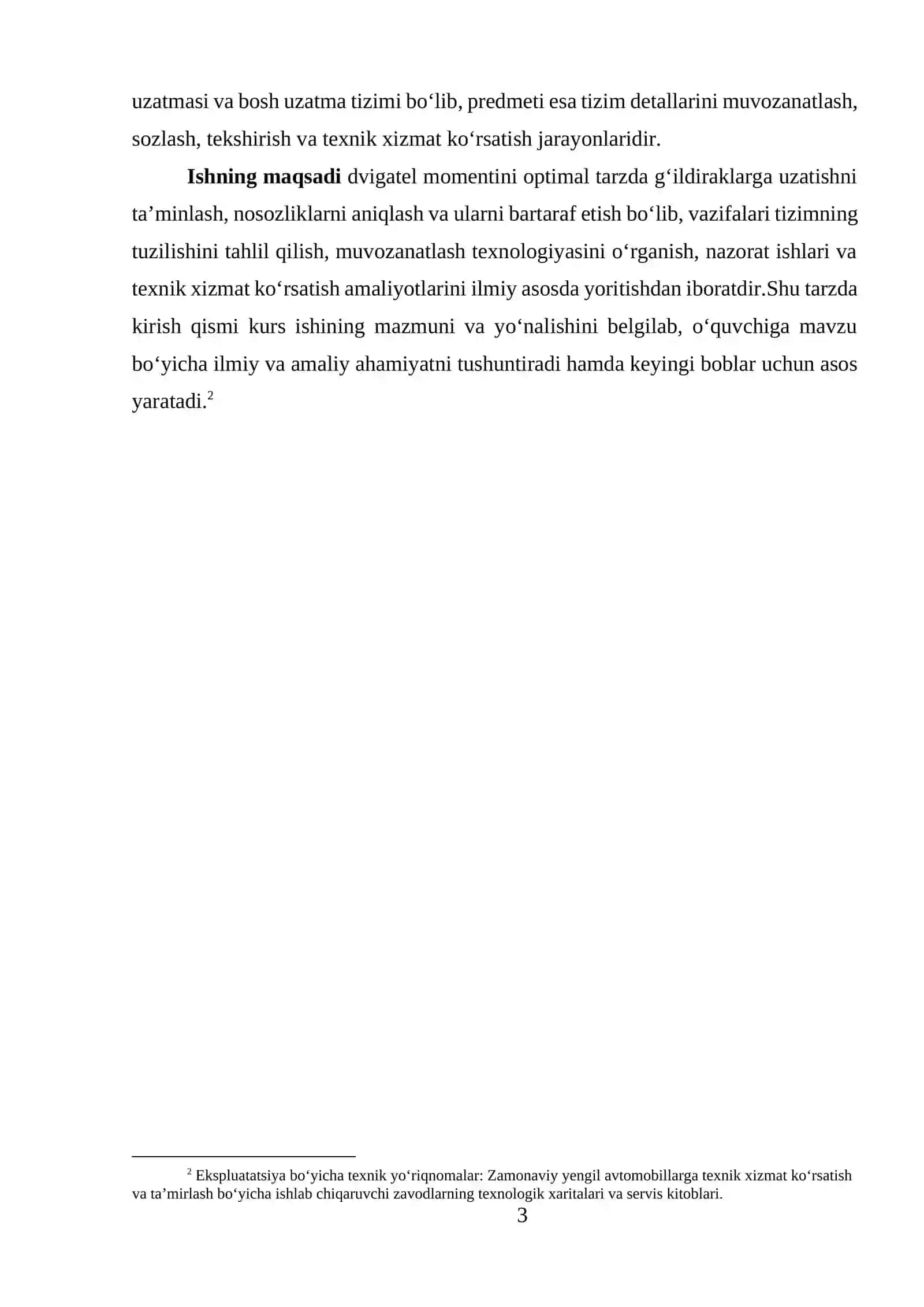 Kardan uzatmasi va bosh uzatma (most) detallarini muvozanatlash hamda TXK ishlari texnologik xaritasi 3