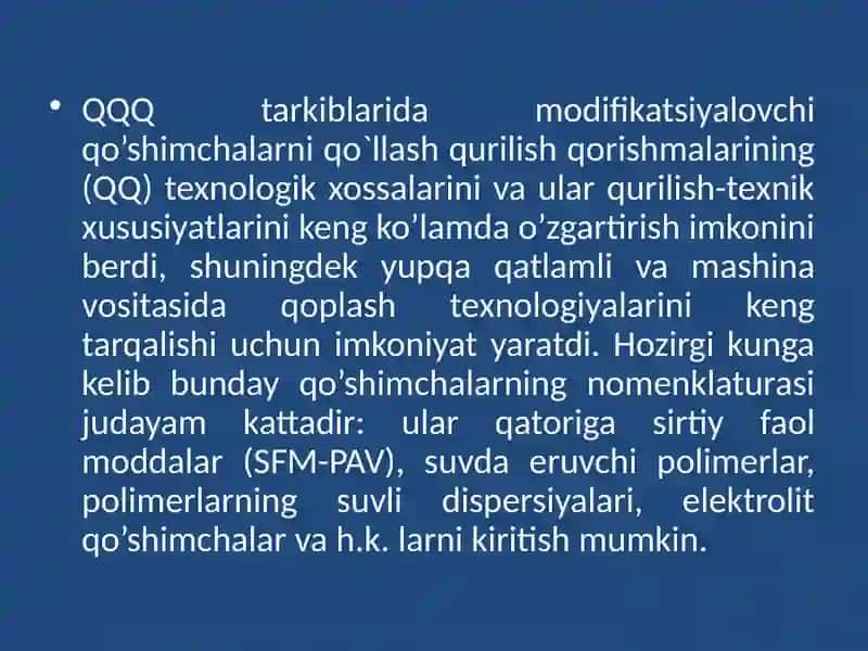 Quruq qurilish qorismalari to'g’risida umumiy ma‘lumotlar 3