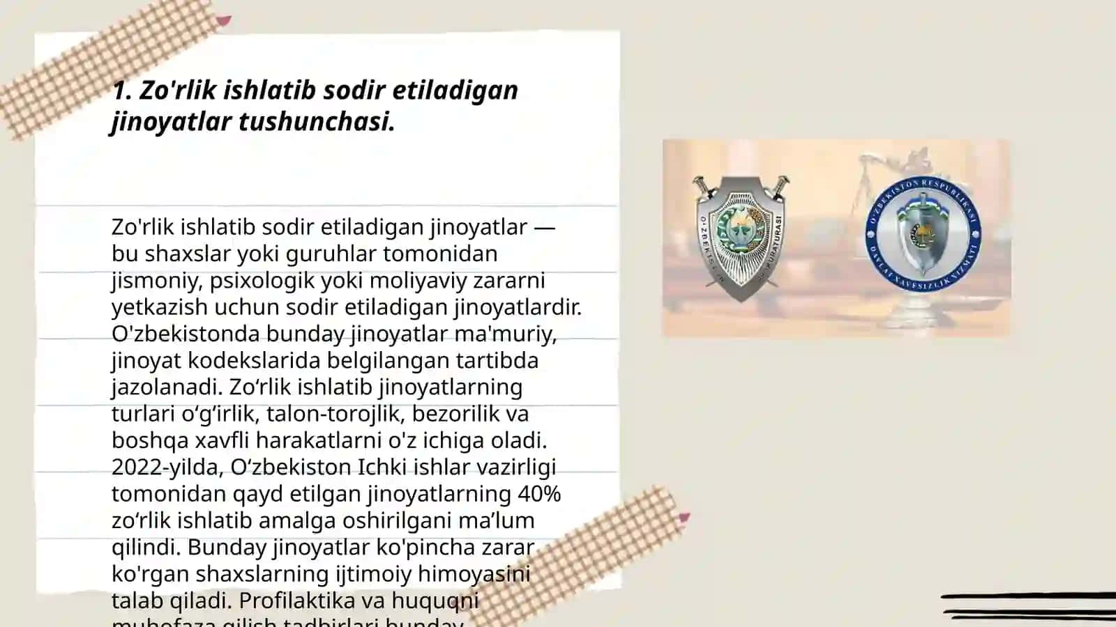 Zo'rlik ishlatib sodir etiladigan jinoyatlarning kriminologik tavsifi va uni oldini olish 3