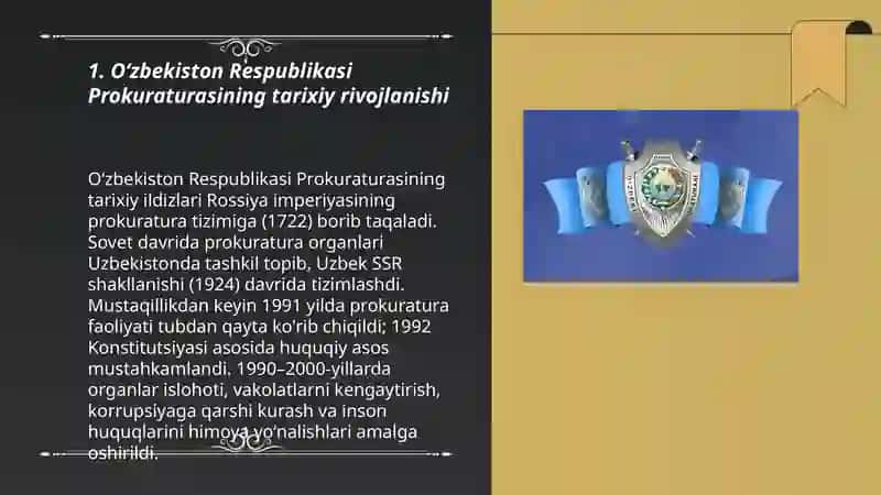 Oʻzbekiston Respublikasi Prokuraturasining tarixiy rivojlanishi 3