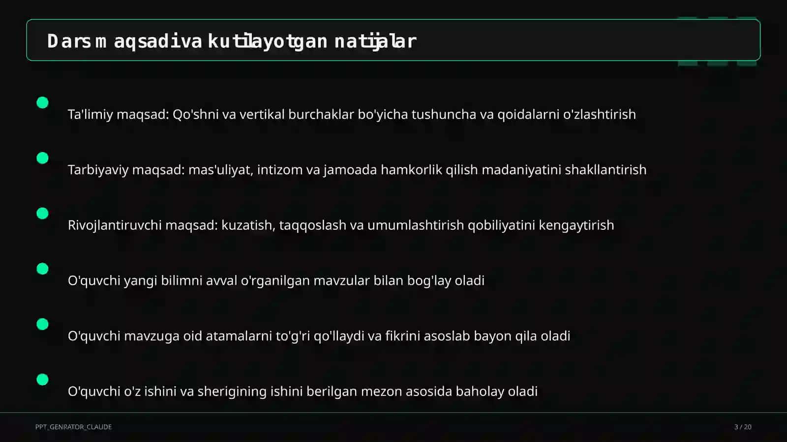 Qo'shni va vertikal burchaklar (7-sinf) 3