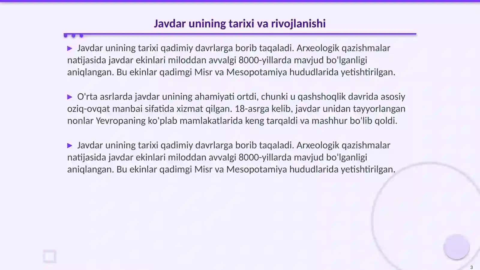 Javdar unining navlari va tahlil usullari 3