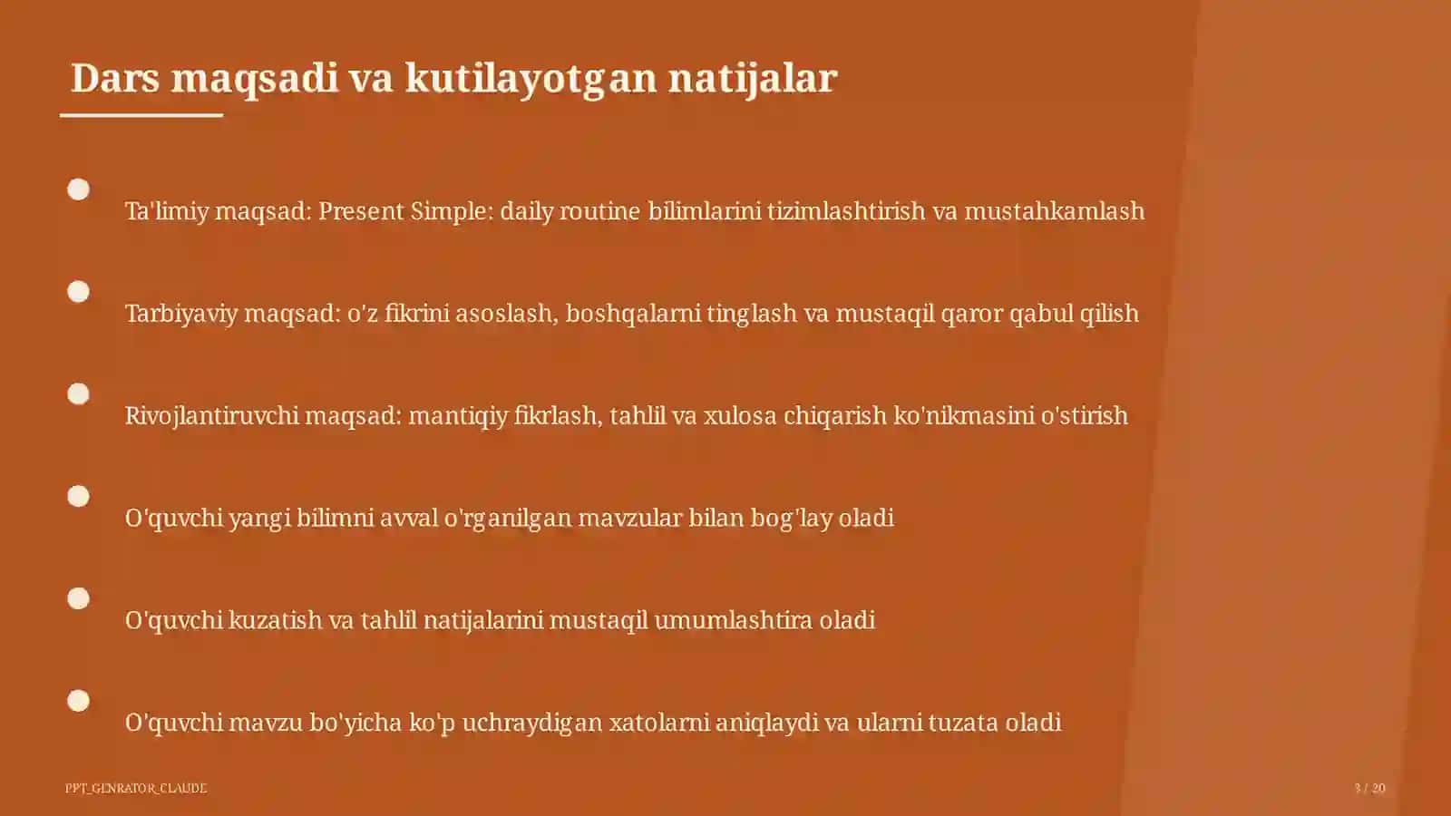 Present Simple: daily routine (3-sinf) 3