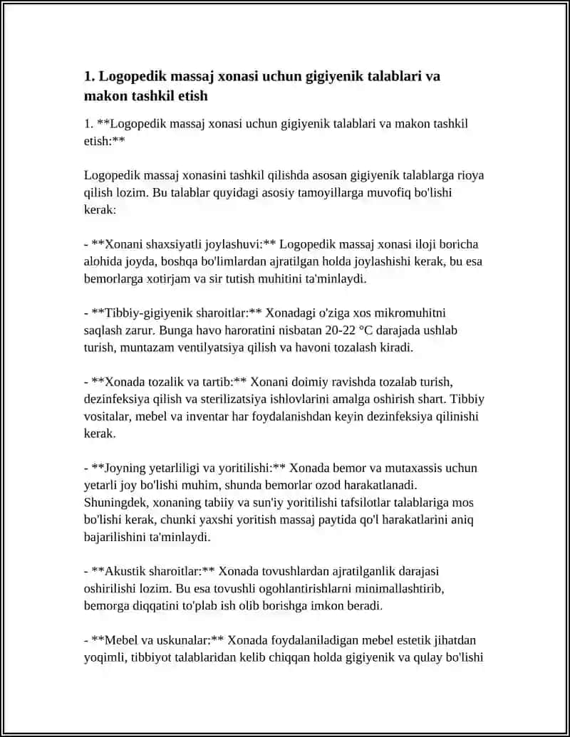 LOGOPEDIK MASSAJNI O'TKAZISHDA ISH JOYINI TASHKIL QILISH UCHUN GIGIYENIK TALABLAR. YUTISH VA CHAYNASHGA O'RGATISH TEXNIKASI 3