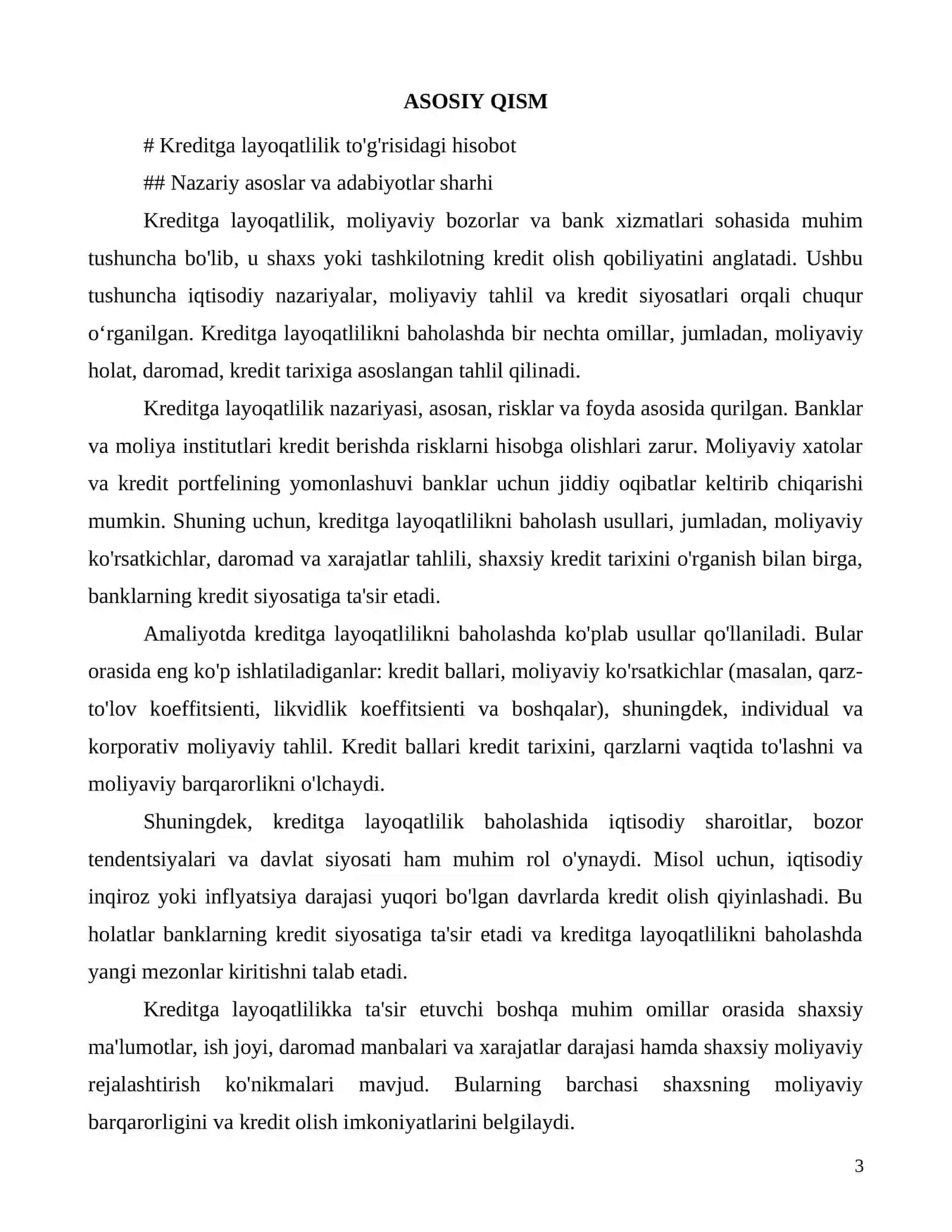 Kreditga layoqatlilikni o'rganish va baholash usullari 3