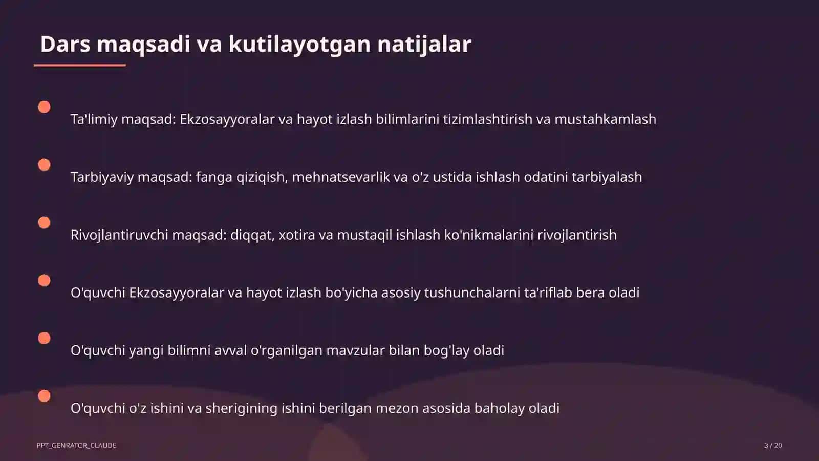 Ekzosayyoralar va hayot izlash (11-sinf) 3