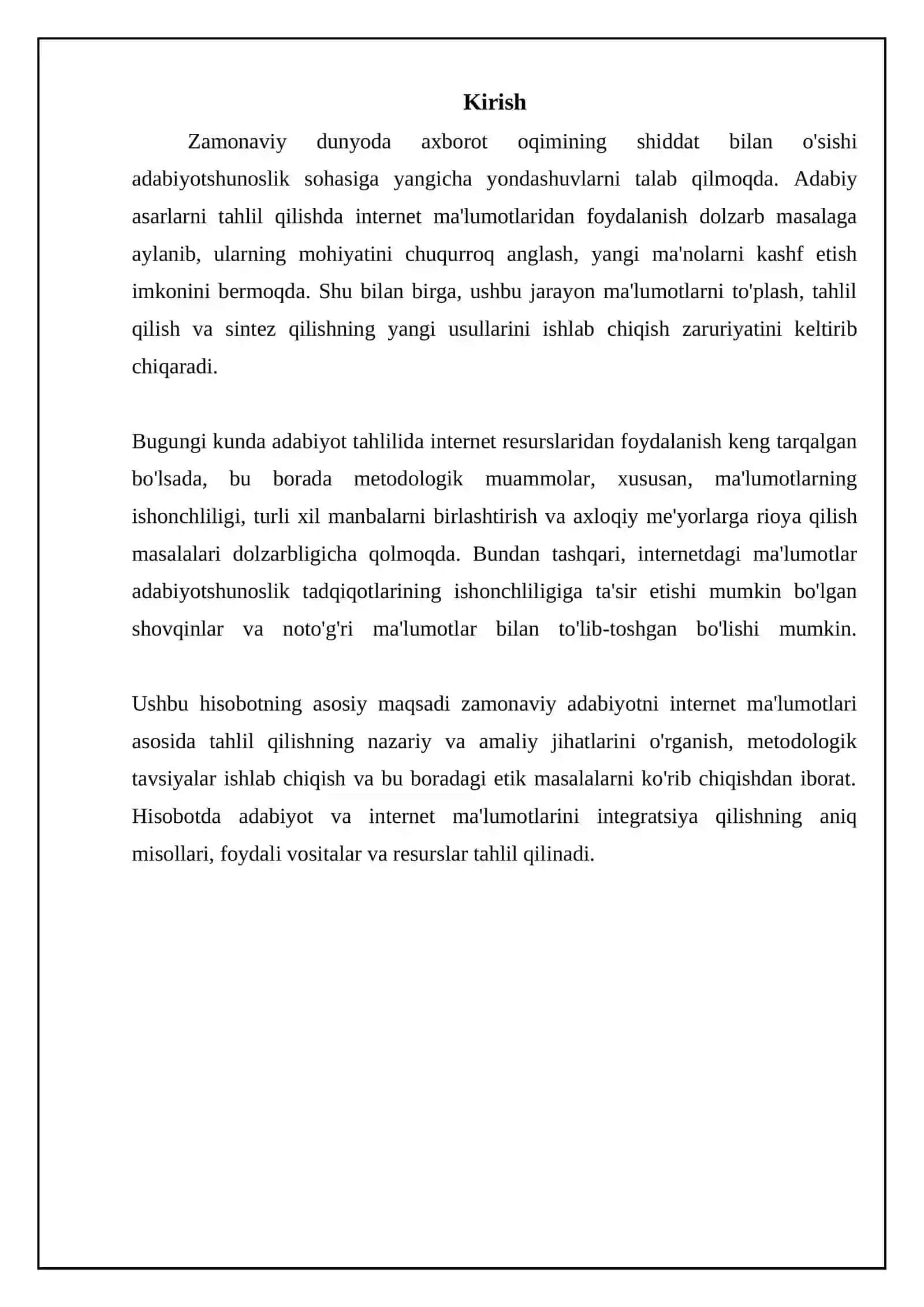 Zamonaviy adabiyot va internet ma'lumotlaridan foydalanish referati 3