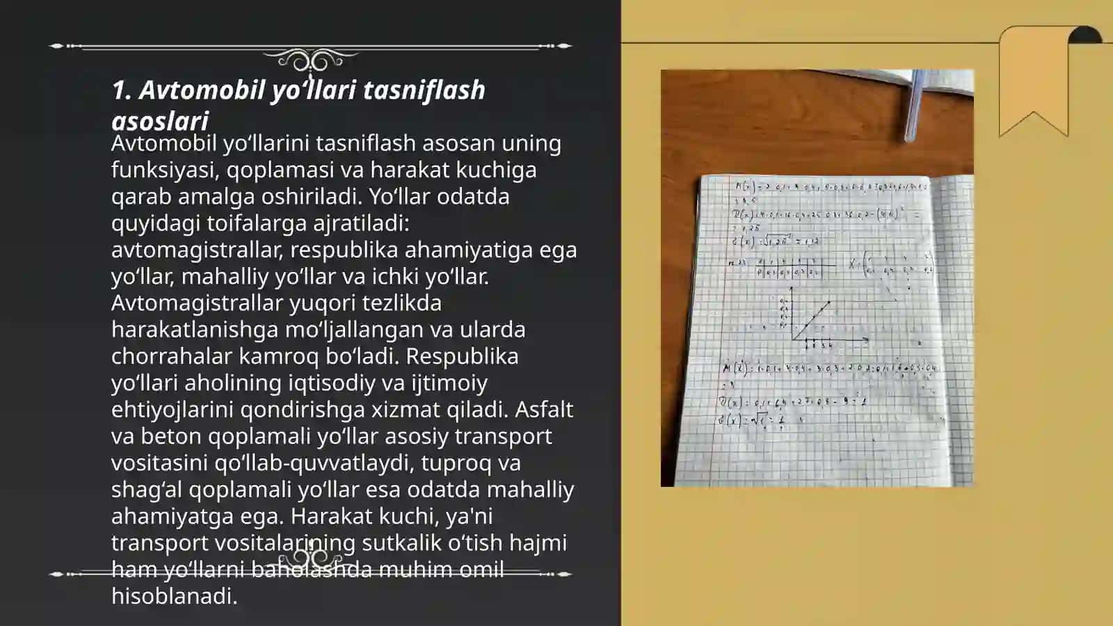 Avtomobil yoʻllarining sinflarga boʻlinishi va xalq xoʻjaligidagi axamiyati 3