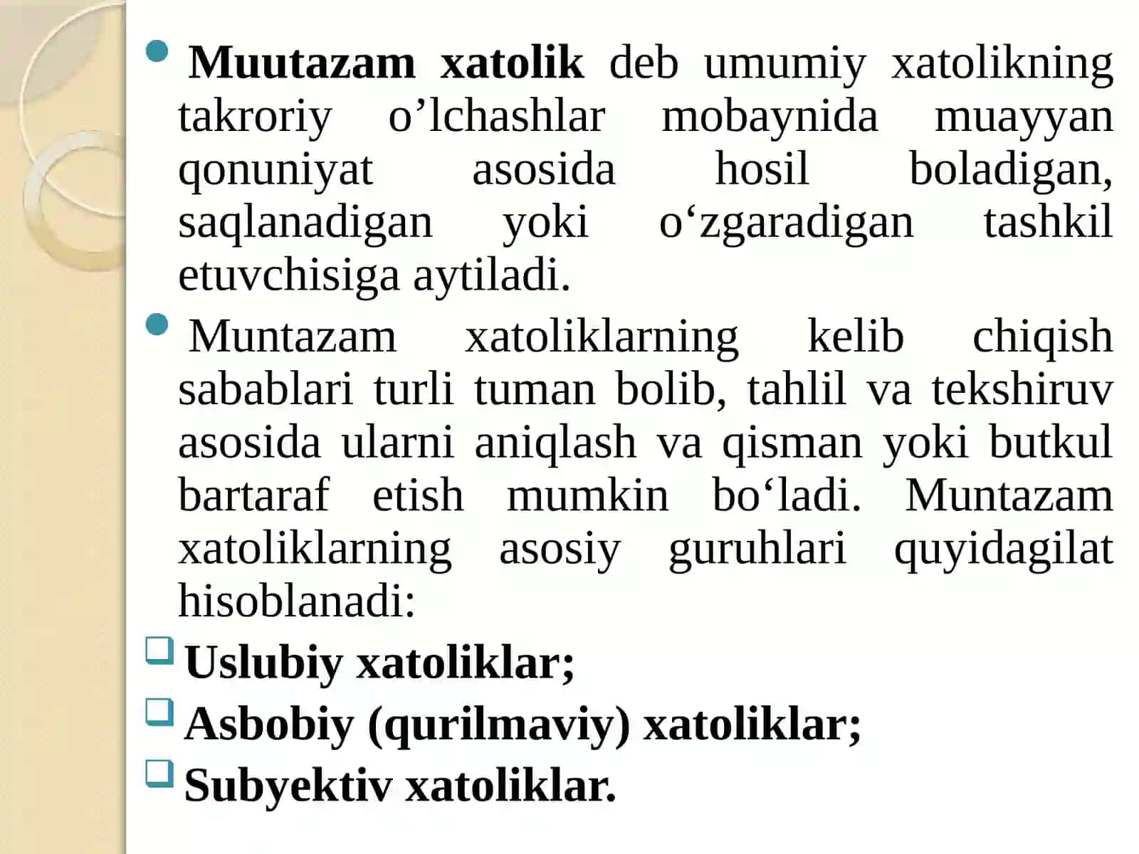 Muntazamxatoliklar va ularni bartarafqilish usullarini hisoblash 3
