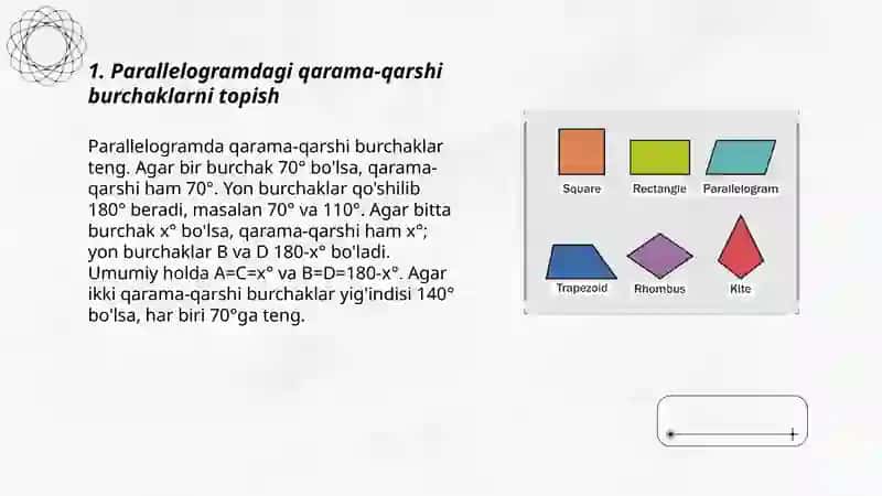 Noma'lum burchaklarni topish 3