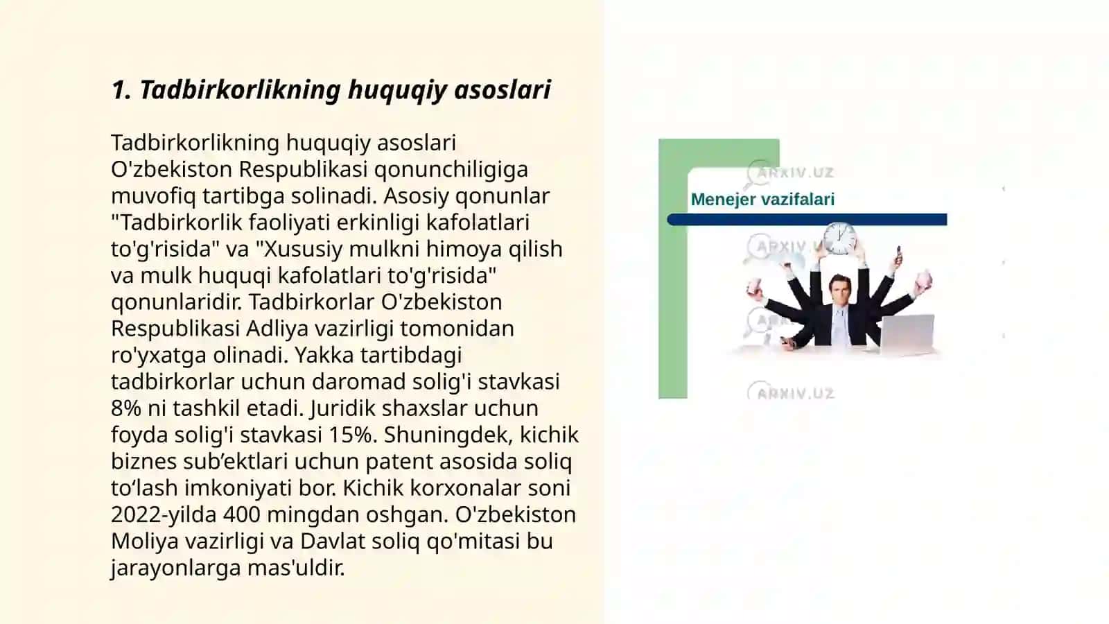 Tadbirkorlik faoliyati va shakllari 3