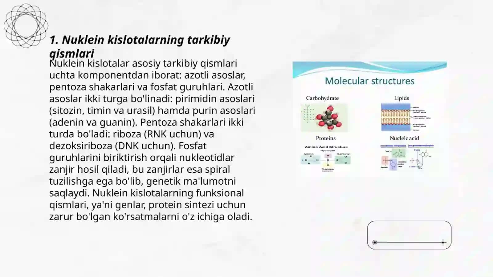 Nuklein kislotalar uglevodlar klasifikatsiyasi tabiiy va suniy fitogarmonlarni ajratish 3