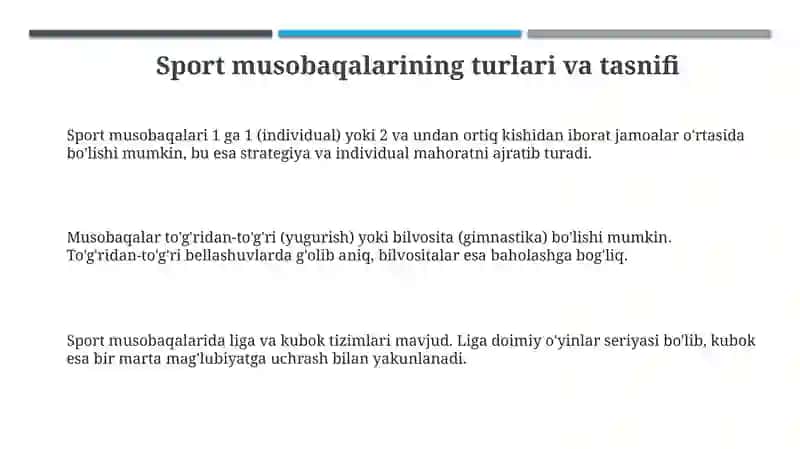 Sport musobaqalarining turlari va tasnifi 3