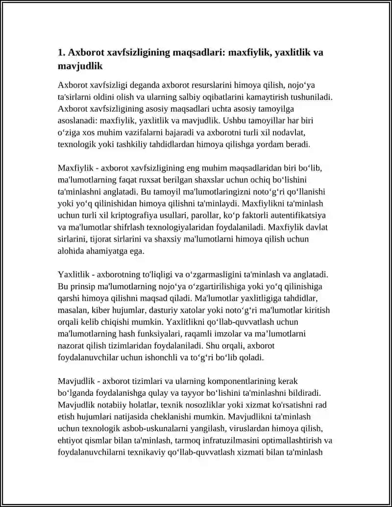 AXBOROT XAVFSIZLIGINI TA'MINLASHNING MAQSADLARI VA PRINSPLARI 3