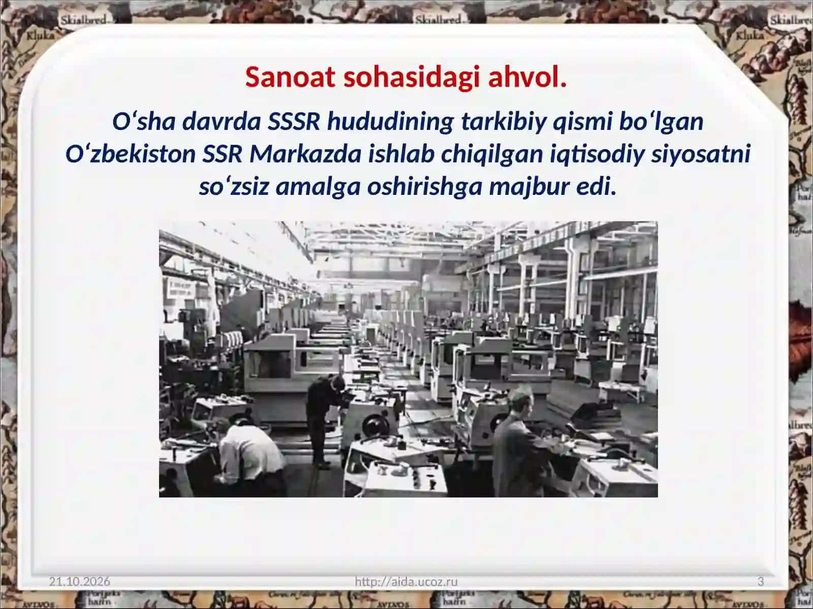 O‘zbekistonda  sanoatning  bir  tomonlama  rivojlanishi 3