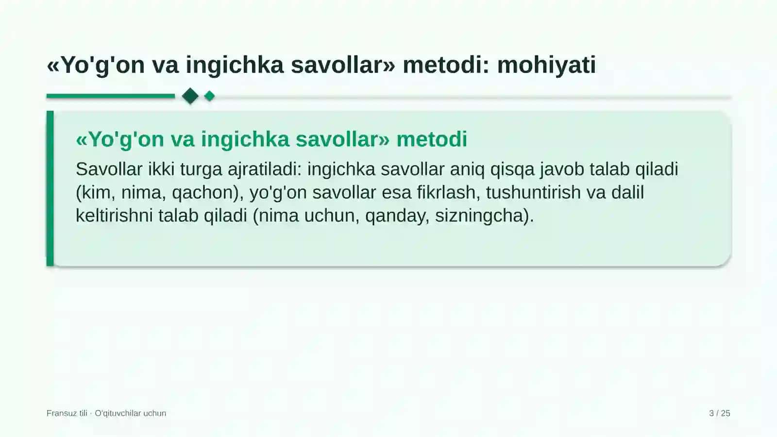 fransuz tili darslarida yo'g'on va ingichka savollar metodidan foydalanish 4767 3