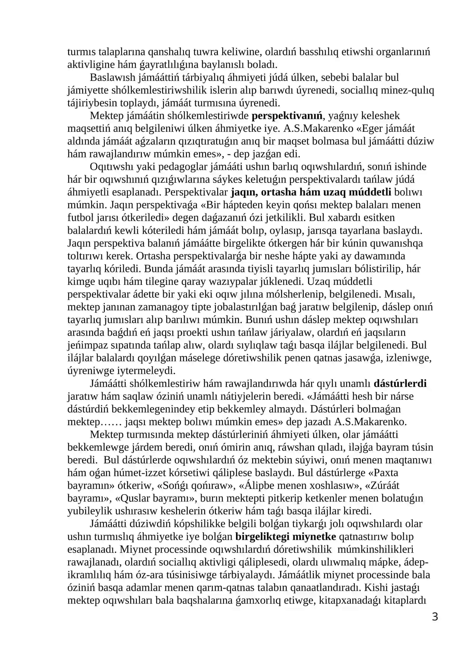 Jamaat tarbiya ob’yekt hám sub’ekt sıpatında. Tárbiyanıń ulıwma metodları 3