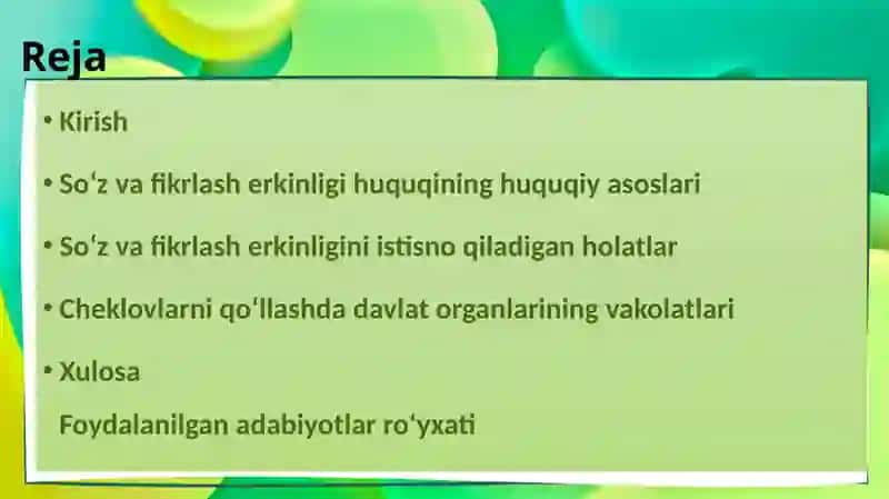 INSONNING SO‘Z VA FIKRLASH ERKINLIGI HUQUQINI ISTISNO QILADIGAN XOLATLAR. 3