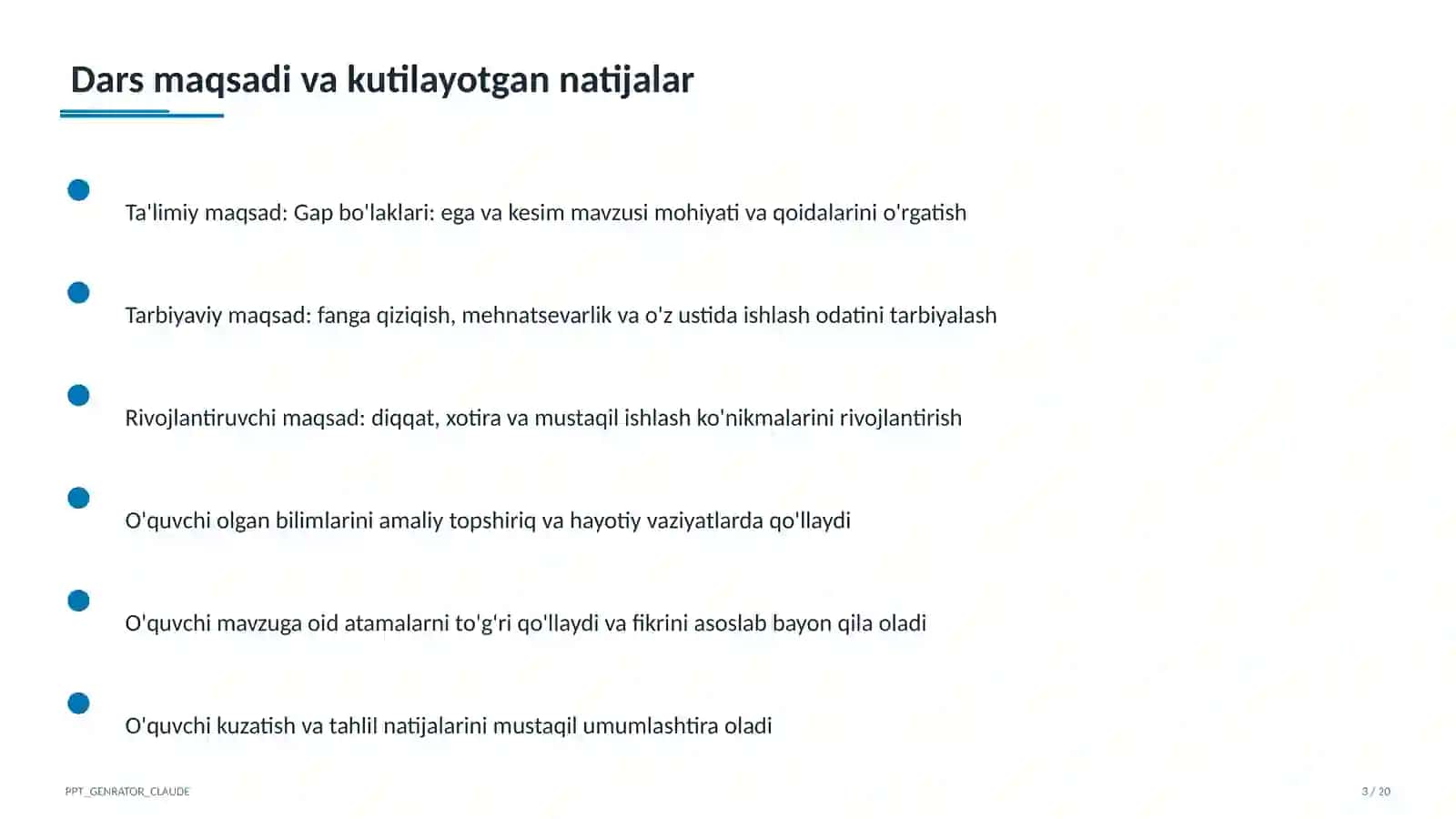 Dars rejasi 3